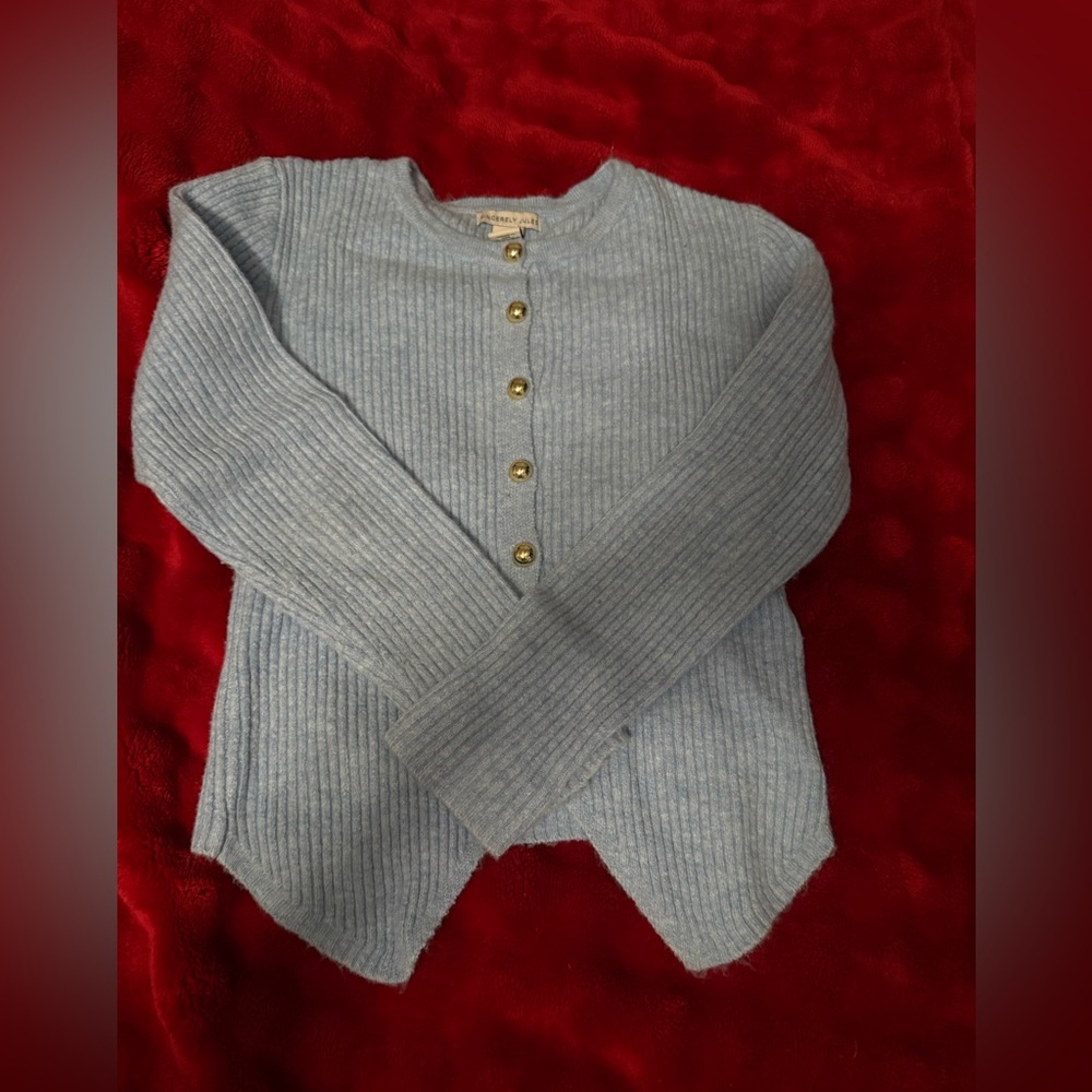 Sincerely Jules Sky Blue Cardigan with Gold Button